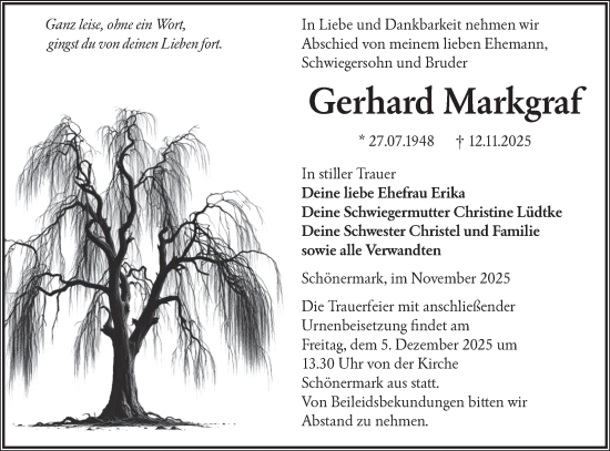 Traueranzeige von Gerhard Markgraf von MO Uckerm.-Anz.