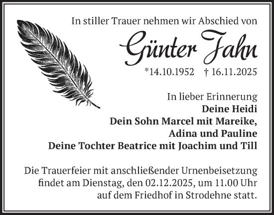 Traueranzeige von Günter Jahn von Märkische Oderzeitung