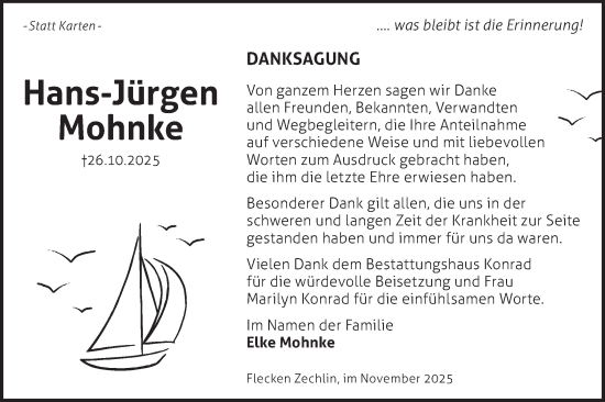 Traueranzeige von Hans-Jürgen Mohnke von Märkische Oderzeitung