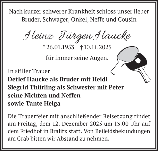 Traueranzeige von Heinz-Jürgen Haucke von MO Oderld.-Echo