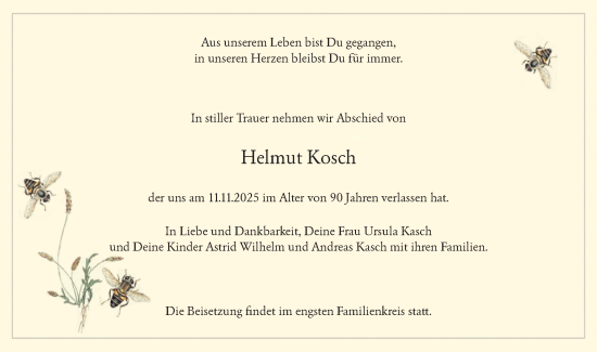 Traueranzeige von Helmut Kosch von Märkische Oderzeitung