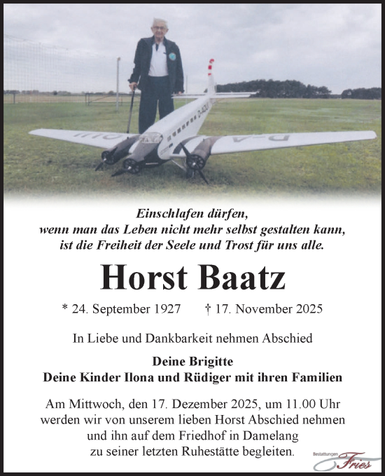 Traueranzeige von Horst Baatz von Märkische Oderzeitung