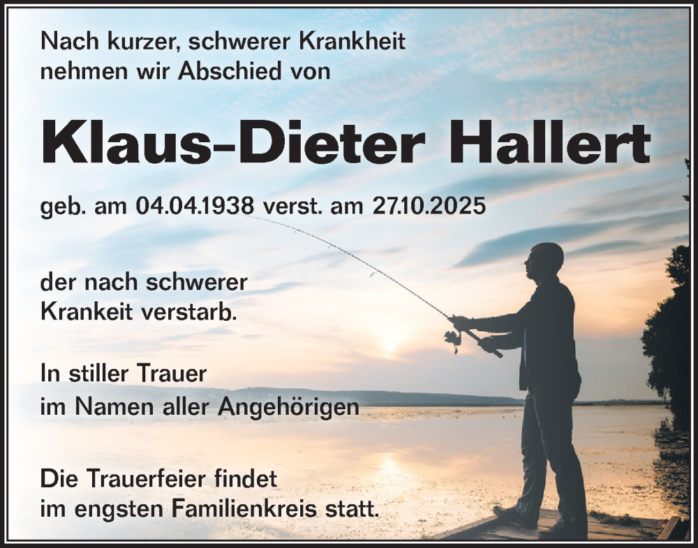  Traueranzeige für Klaus-Dieter Hallert vom 22.11.2025 aus Märkische Oderzeitung