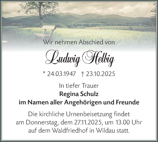 Traueranzeige von Ludwig Helbig von Blickpunkt Königs Wusterhausen