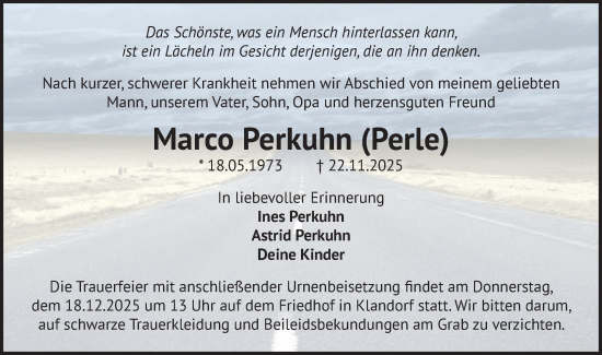 Traueranzeige von Marco Perkuhn von Märkische Oderzeitung