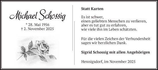 Traueranzeige von Michael Schossig von Märkische Oderzeitung
