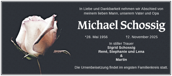 Traueranzeige von Michael Schossig von Märkische Oderzeitung