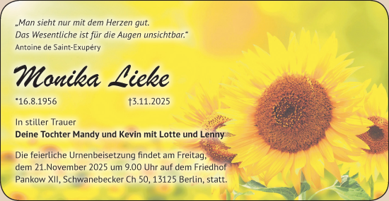 Traueranzeige von Monika Lieke von Märkische Oderzeitung