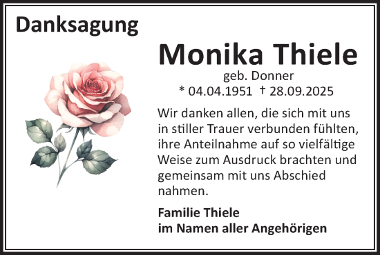 Traueranzeige von Monika Thiele von Märkische Oderzeitung