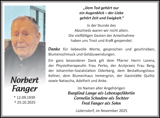 Traueranzeige von Norbert Fanger von Märkische Oderzeitung