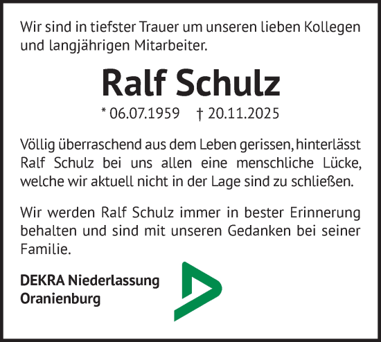 Traueranzeige von Ralf Schulz von MO Uckerm.-Anz.
