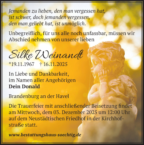 Traueranzeige von Silke Weinandt von Märkische Oderzeitung