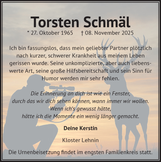 Traueranzeige von Torsten Schmäl von Märkische Oderzeitung