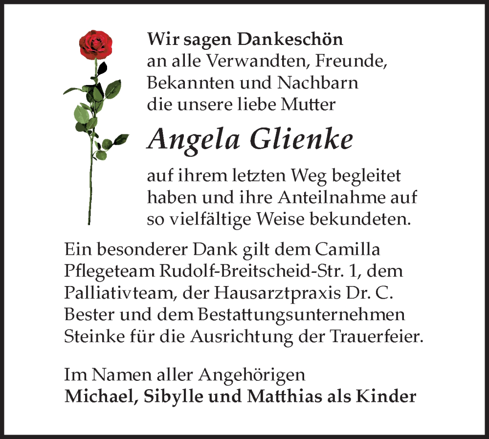  Traueranzeige für Angela Glienke vom 20.12.2025 aus Märkische Oderzeitung