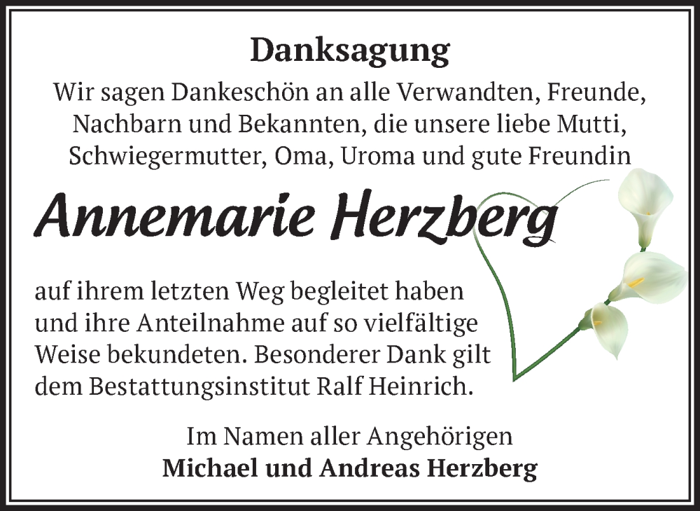  Traueranzeige für Annemarie Herzberg vom 20.12.2025 aus Märkische Oderzeitung