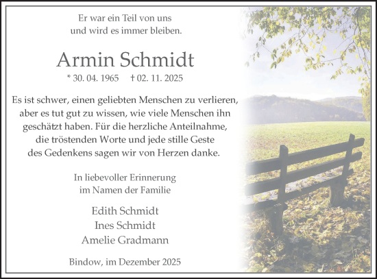 Traueranzeige von Armin Schmidt von Blickpunkt Königs Wusterhausen