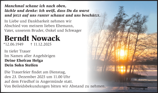 Traueranzeige von Berndt Nowack von MO Uckerm.-Anz.
