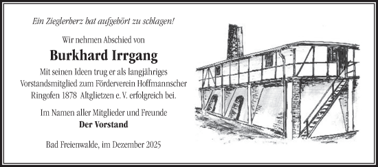 Traueranzeige von Burkhard Irrgang von MO Oderld.-Echo