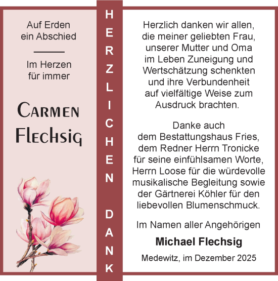 Traueranzeige von Carmen Flechsig von Märkische Oderzeitung