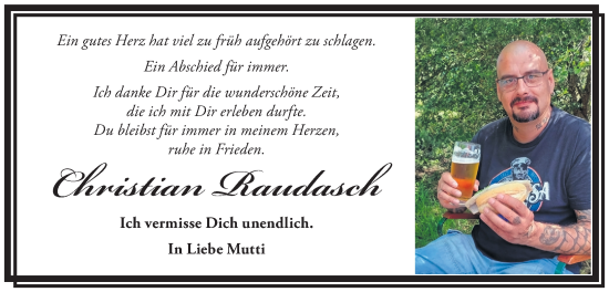 Traueranzeige von Christian Raudasch von MO Oderld.-Echo