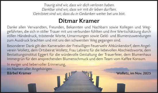 Traueranzeige von Ditmar Kramer von MO Uckerm.-Anz.