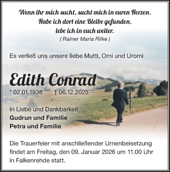 Traueranzeige von Edith Conrad von Märkische Oderzeitung
