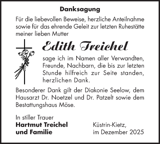 Traueranzeige von Edith Treichel von MO Oderld.-Echo