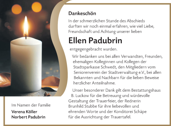 Traueranzeige von Ellen Padubrin von MO Uckerm.-Anz.