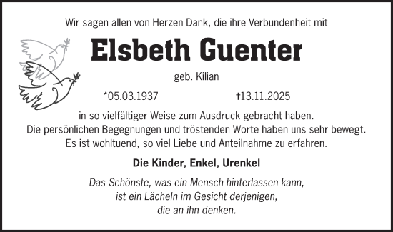 Traueranzeige von Elsbeth Guenter von Märkische Oderzeitung