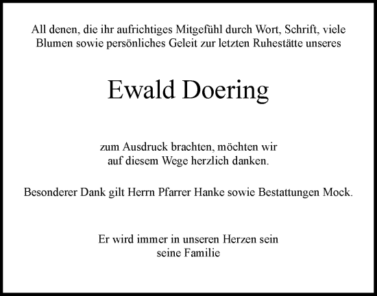 Traueranzeige von Ewald Doering von Blickpunkt Königs Wusterhausen