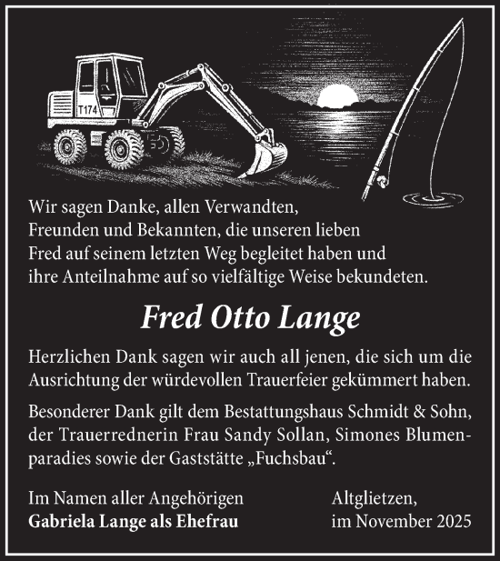 Traueranzeige von Fred Otto Lange von MO Oderld.-Echo