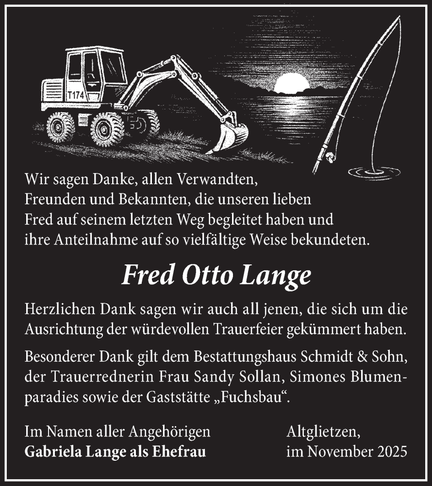  Traueranzeige für Fred Otto Lange vom 06.12.2025 aus MO Oderld.-Echo