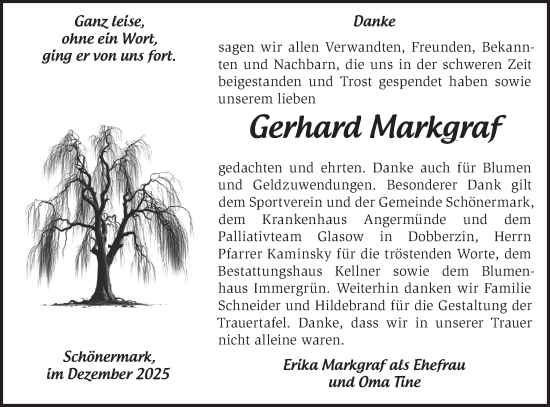 Traueranzeige von Gerhard Markgraf von MO Uckerm.-Anz.