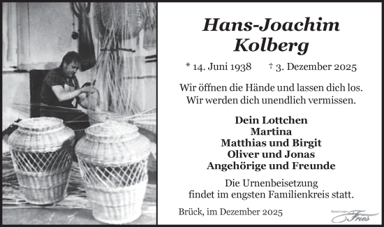 Traueranzeige von Hans-Joachim Kolberg von Märkische Oderzeitung