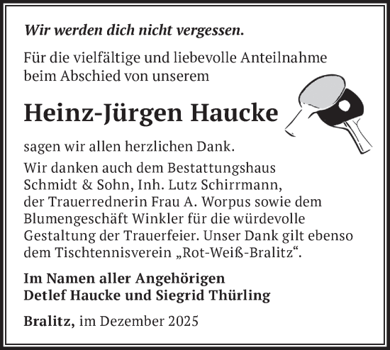 Traueranzeige von Heinz-Jürgen Haucke von MO Oderld.-Echo