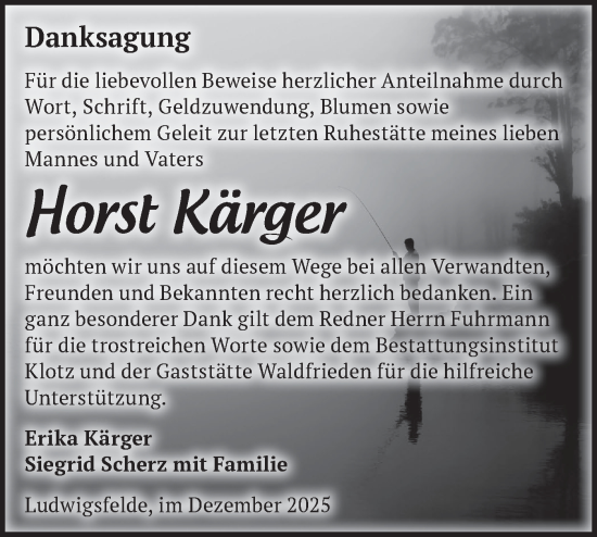 Traueranzeige von Horst Kärger von Blickpunkt Ludwigsfelde/Zossen