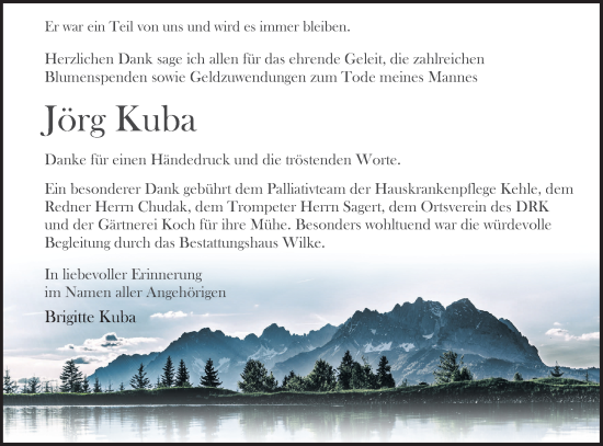 Traueranzeige von Jörg Kuba von Blickpunkt Königs Wusterhausen
