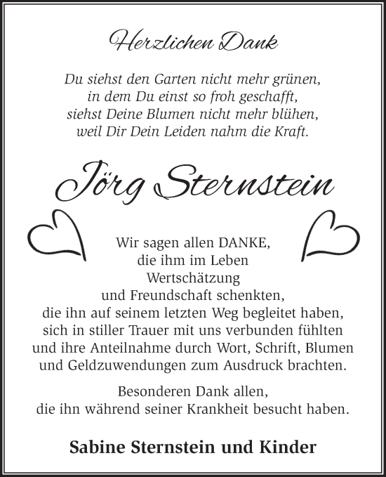 Traueranzeige von Jörg Sternstein von Blickpunkt Jüterbog/Luckenwalde