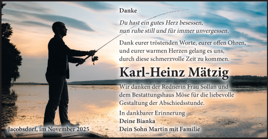 Traueranzeige von Karl-Heinz Mätzig von Märkische Oderzeitung