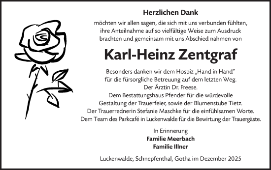Traueranzeige von Karl-Heinz Zentgraf von Blickpunkt Jüterbog/Luckenwalde