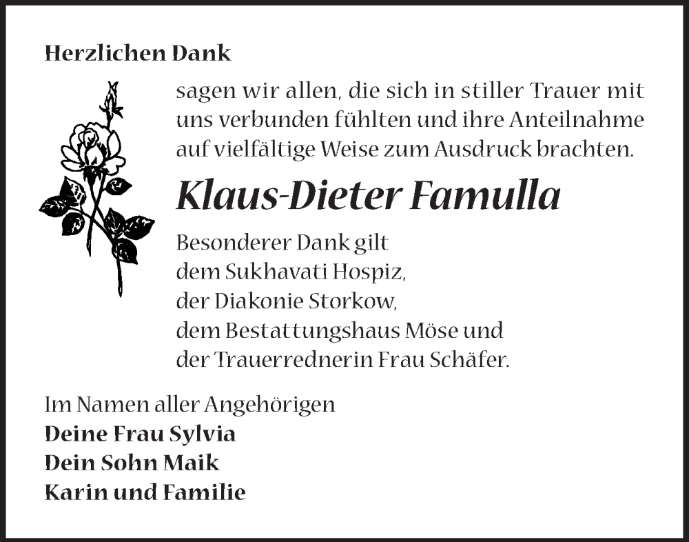  Traueranzeige für Klaus-Dieter Famulla vom 20.12.2025 aus Märkische Oderzeitung