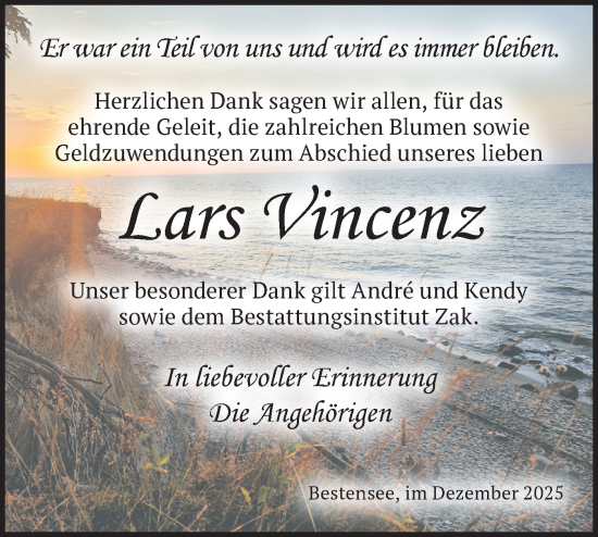 Traueranzeige von Lars Vincenz von Blickpunkt Königs Wusterhausen