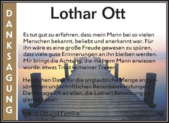 Traueranzeige von Lothar Ott von Märkische Oderzeitung