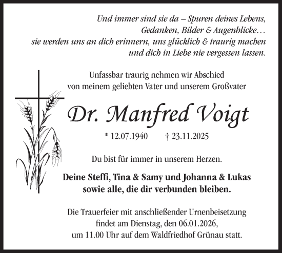 Traueranzeige von Manfred Voigt von Blickpunkt Königs Wusterhausen