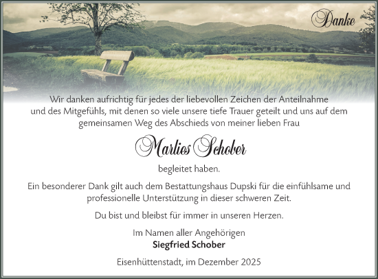 Traueranzeige von Marlies Schober von Märkische Oderzeitung