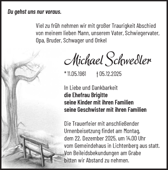 Traueranzeige von Michael Schwedler von Märkische Oderzeitung