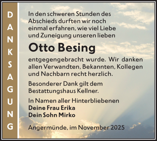 Traueranzeige von Otto Besing von MO Uckerm.-Anz.