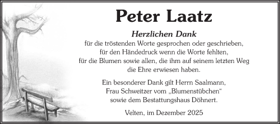 Traueranzeige von Peter Laatz von Märkische Oderzeitung