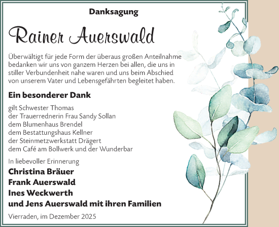 Traueranzeige von Rainer Auerswald von MO Uckerm.-Anz.