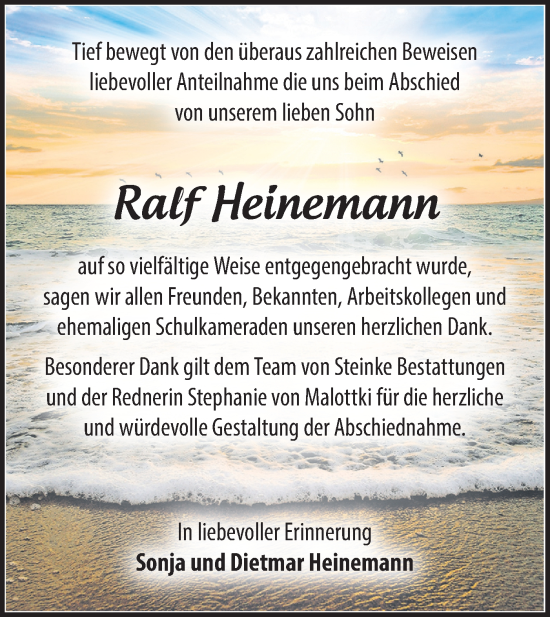 Traueranzeige von Ralf Heinemann von Märkische Oderzeitung